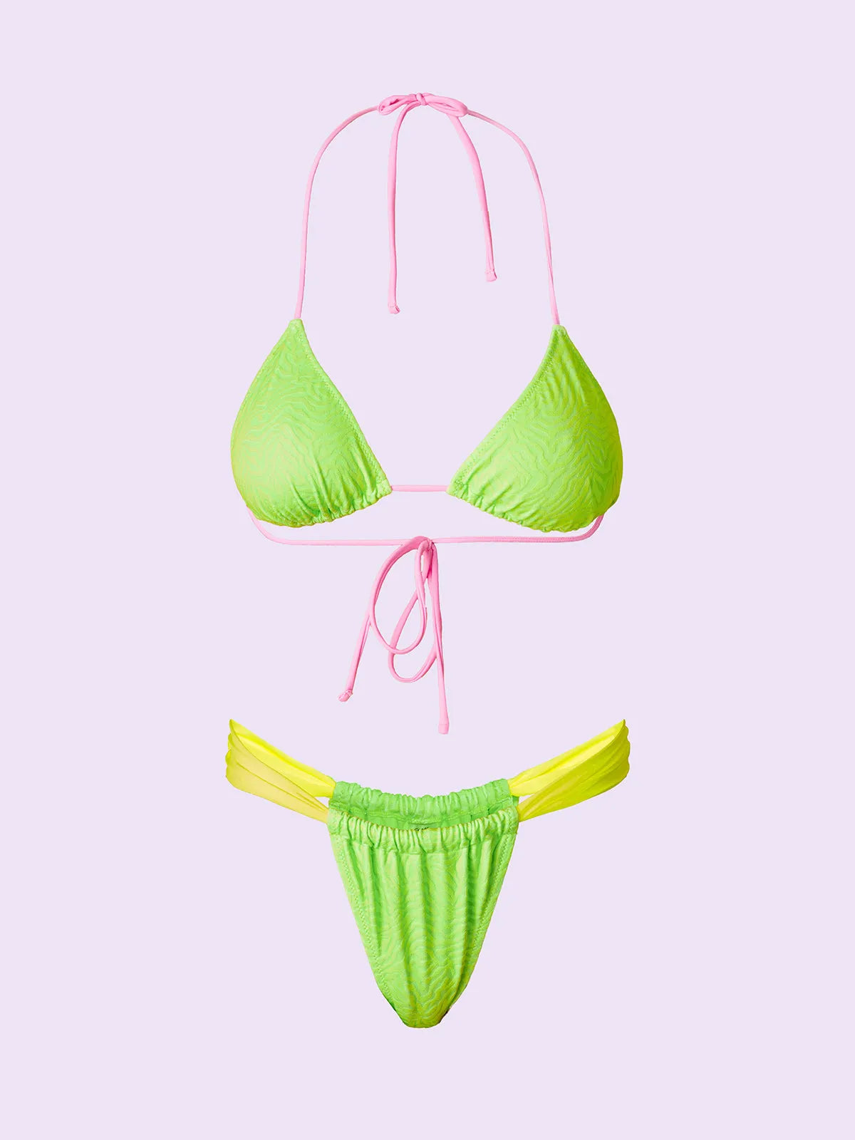 Women's Bikinis F**K Crazy Triangle with Slip Brazilian Fixed Fluo Green SW0210-FG