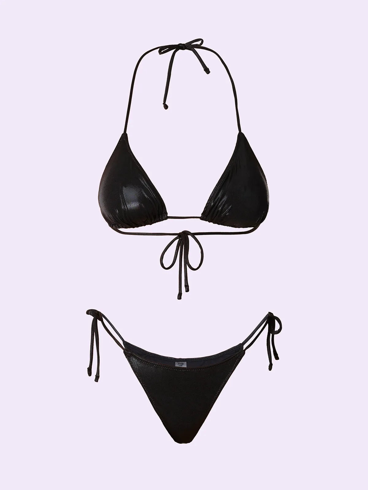 Women's Bikinis F**K Crazy Triangle with Slip Adjustable Black SW0510-BK