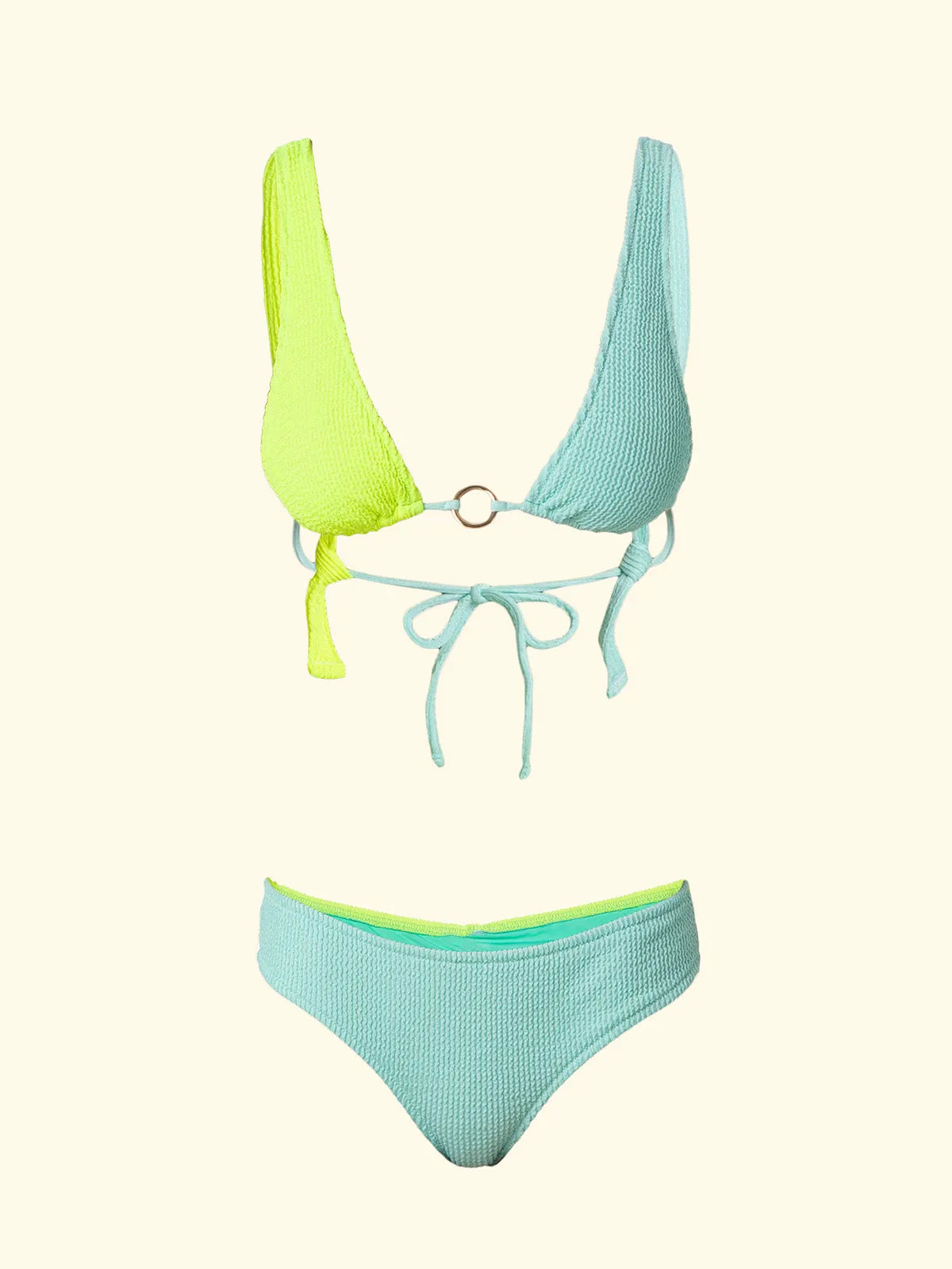 Women's Bikinis F**K High Triangle with Slip Water Green Fixed Briefs SW1201-AQ