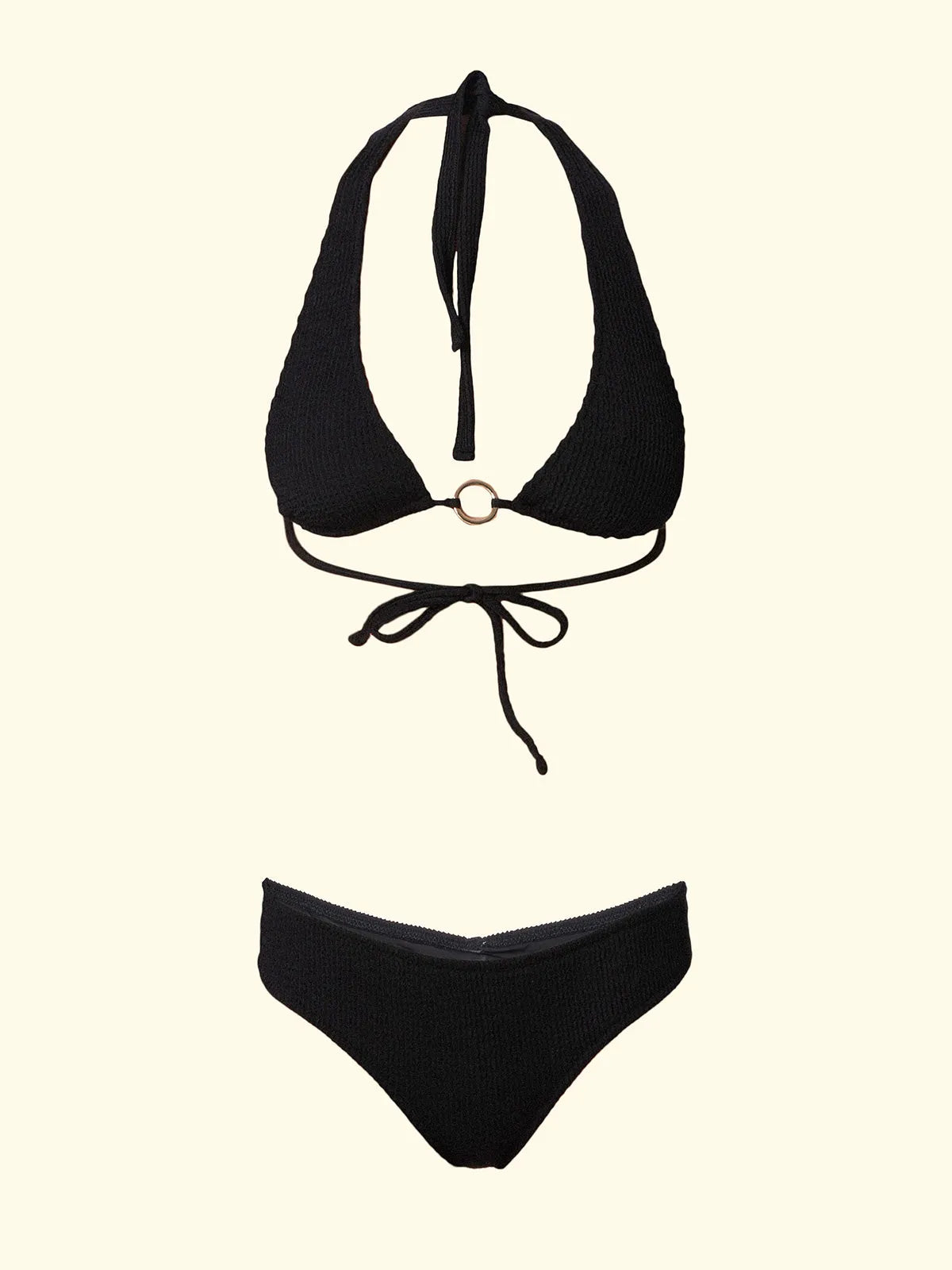 Women's Bikinis F**K High Triangle with Slip Black Fixed Briefs SW1201-BK