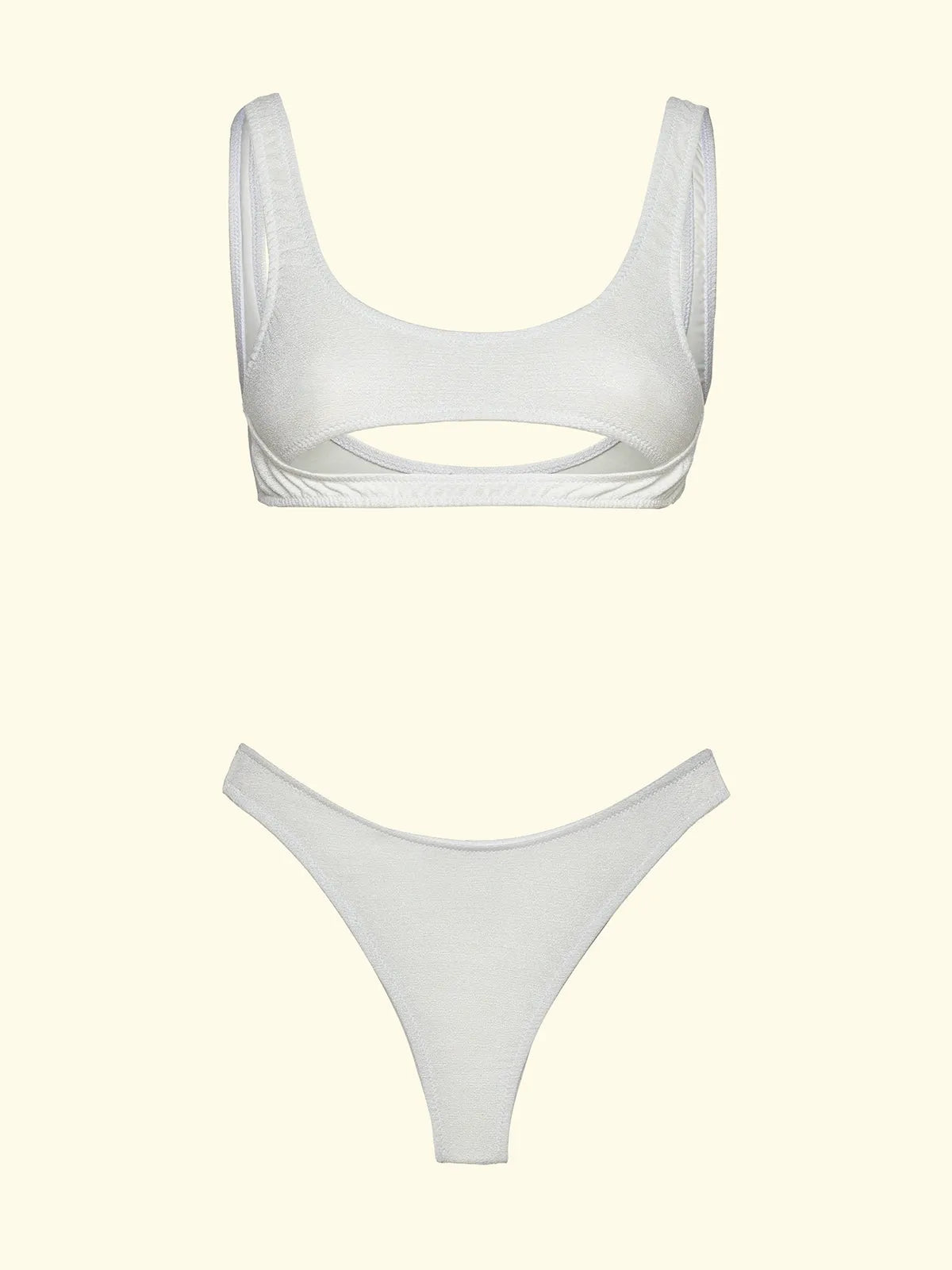 Women's Bikinis F**K Fixed Top with Slip Brazilian High Waist White SW1806-WH