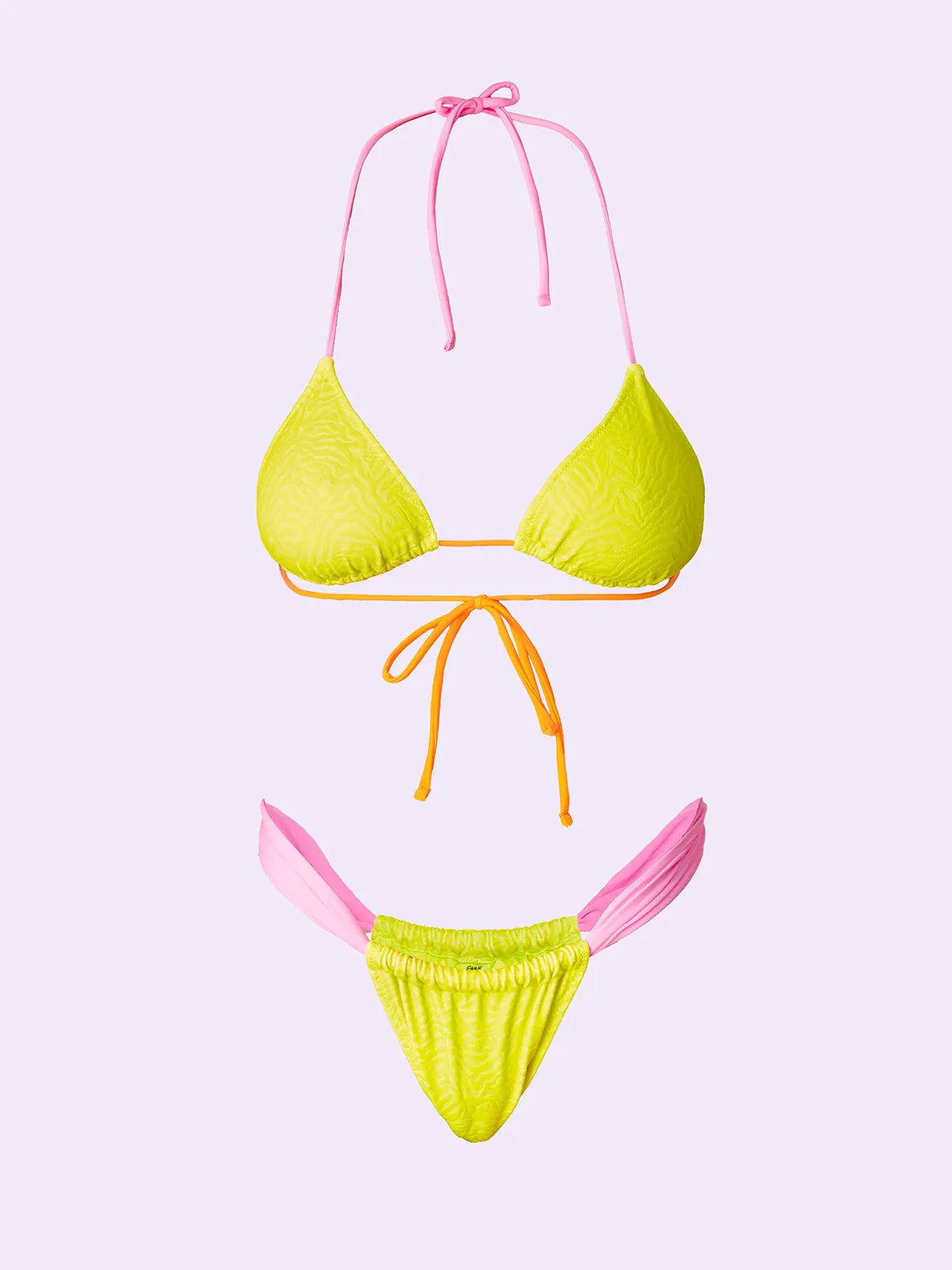 Women's Bikinis F**K Crazy Triangle with Slip Brazilian Fixed Yellow SW0210-YL