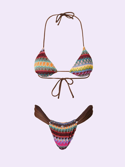 Women's Bikinis F**K Crazy Triangle with Slip Brazilian Fixed Purple SW0300-PR