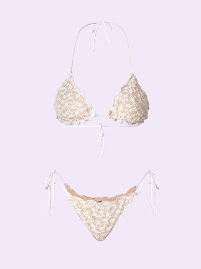 Women's Bikinis F**K Crazy Triangle with Slip Adjustable White SW0310-WH