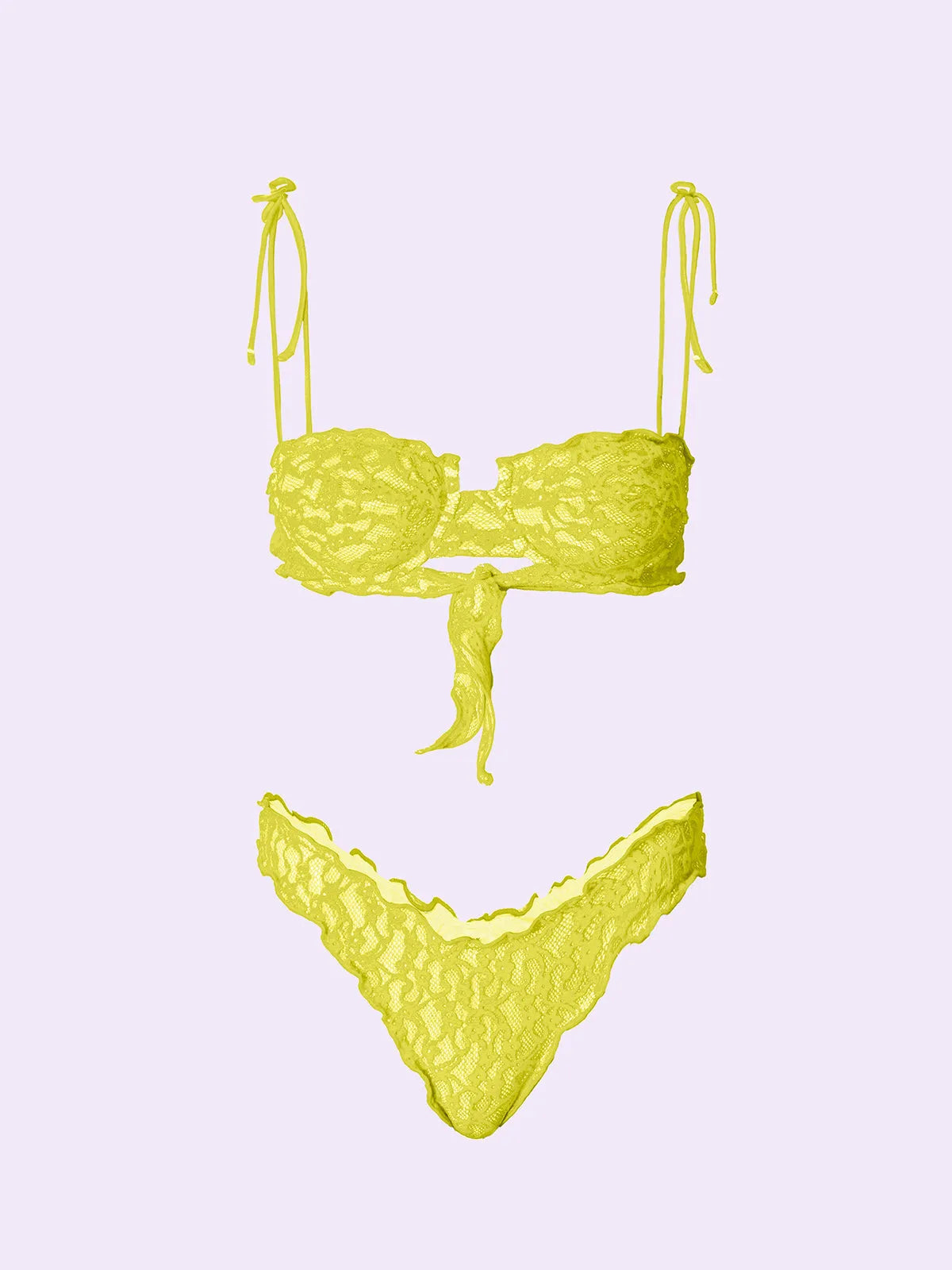 Women's Bikinis F**K Crazy Bra with Ferretto and Slip American Fixed Yellow SW0311-YL
