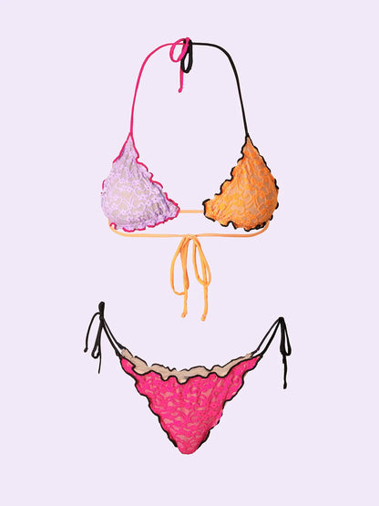 Women's Bikinis F**K Crazy Triangle with Slip Adjustable Fuchsia SW0312-FX