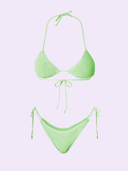 Women's Bikinis F**K Crazy Triangle with Slip Adjustable Green SW0400-GN