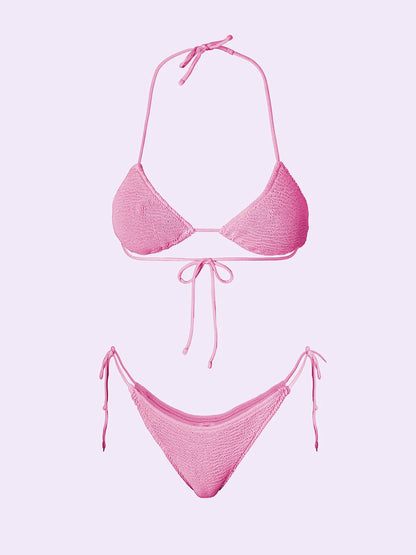 Women's Bikinis F**K Crazy Triangle with Slip Adjustable Pink SW0400-PK