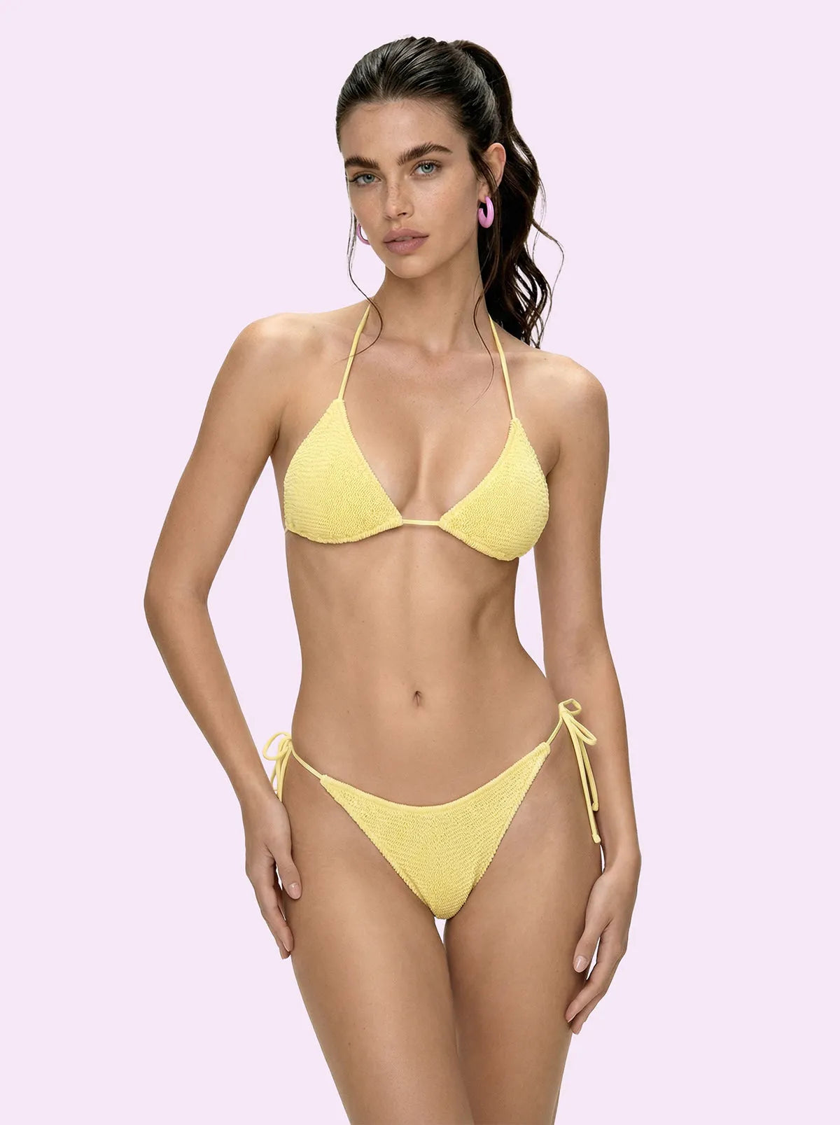 Women's Bikinis F**K Crazy Triangle with Slip Adjustable Yellow SW0400-YL