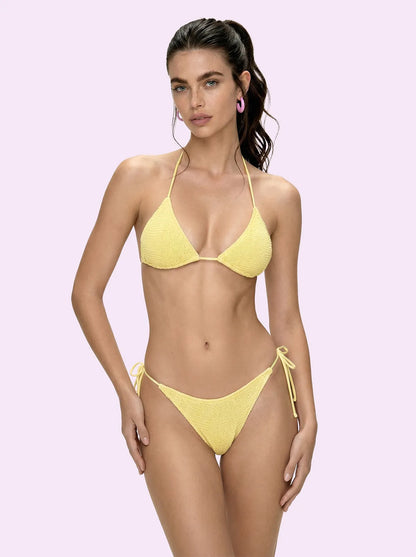 Women's Bikinis F**K Crazy Triangle with Slip Adjustable Yellow SW0400-YL