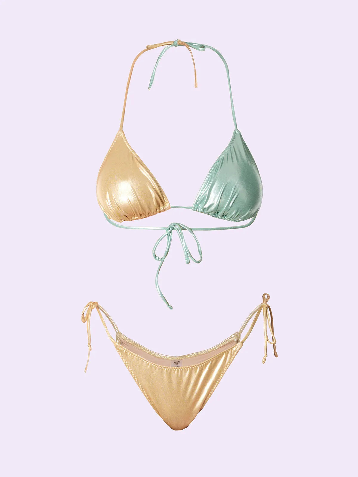 Women's Bikinis F**K Crazy Triangle with Slip Adjustable Gold SW0510-GD