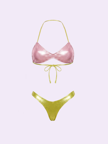 Women's Bikinis F**K Crazy Band with Fixed American Green SW0511-GN