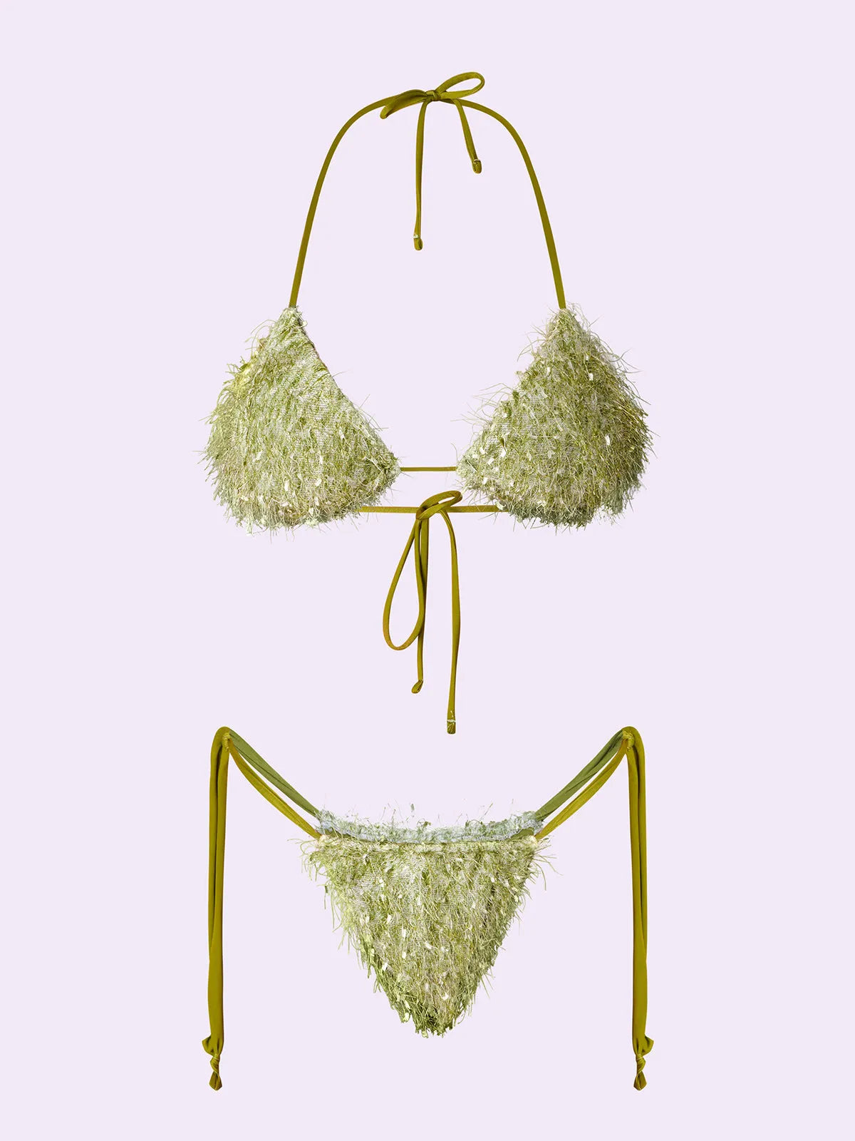 Women's Bikinis F**K Crazy Triangle with Slip Adjustable Green SW0730-GN