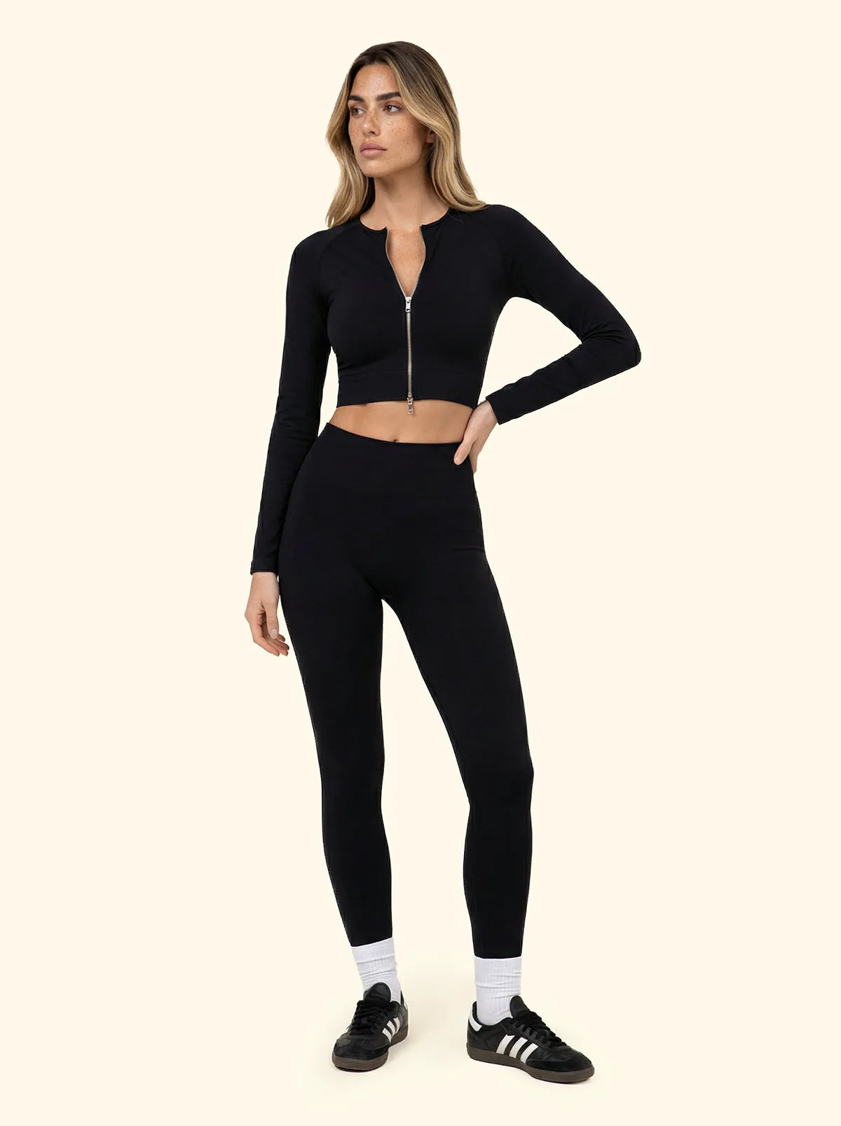 Crop T-Shirt with Seamless zip F**K Black 05SM01-BK