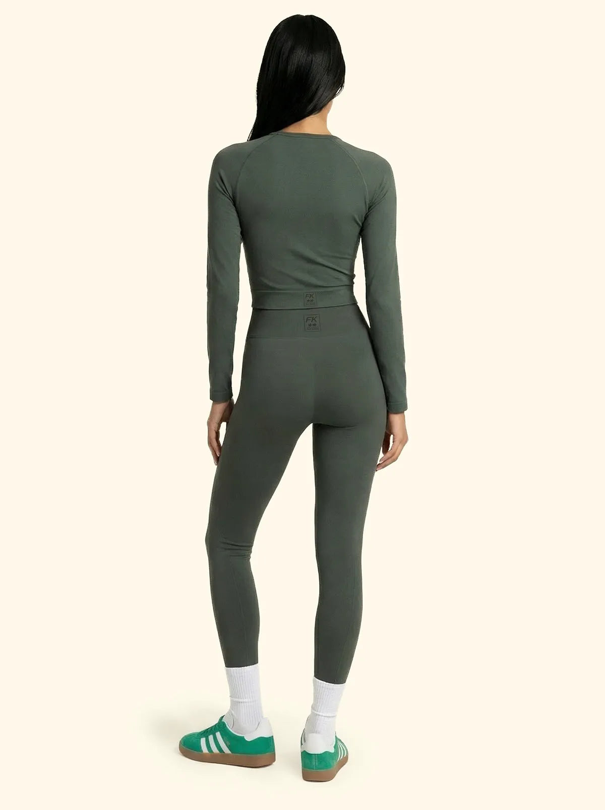 Crop T-Shirt with Seamless zip F**K Military Green 05SM01-GN