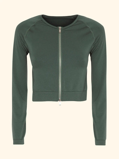Crop T-Shirt with Seamless zip F**K Military Green 05SM01-GN