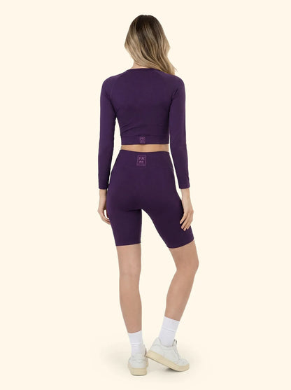Crop T-Shirt with Seamless zip F**K Purple 05SM01-PR