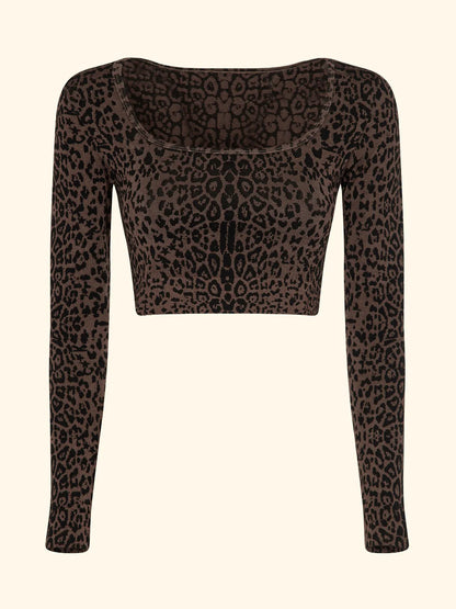 Crop Seamless T-Shirt F**K Leopard 05SM03-MC
