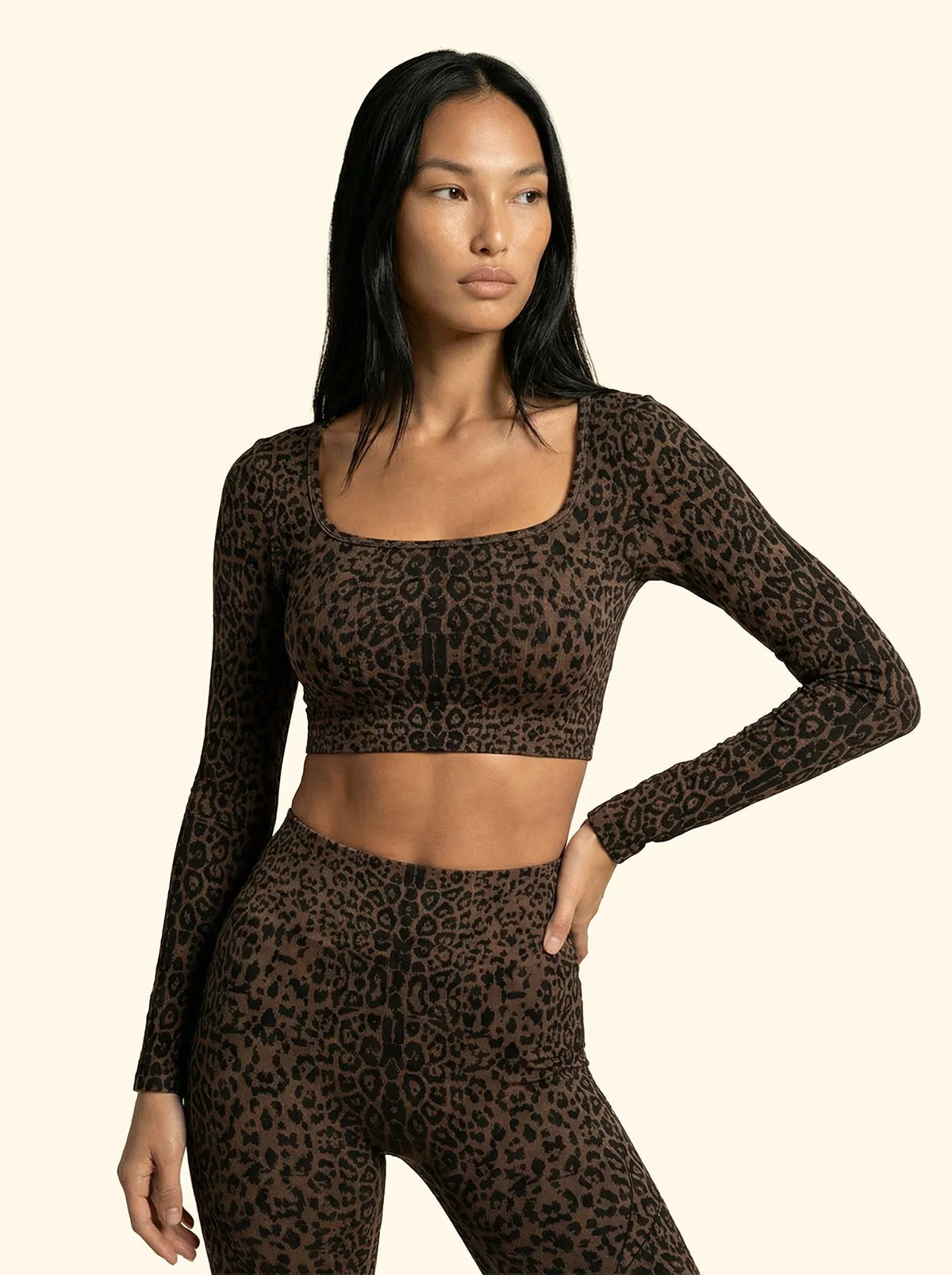 Crop Seamless T-Shirt F**K Leopard 05SM03-MC