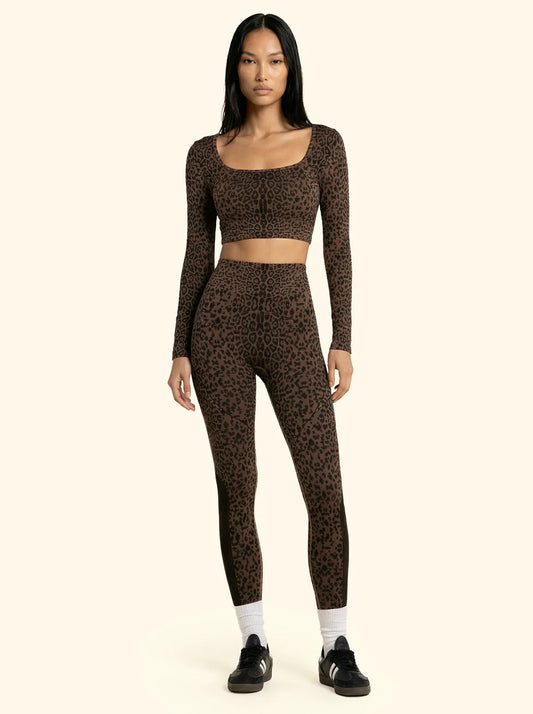 Crop Seamless T-Shirt F**K Leopard 05SM03-MC