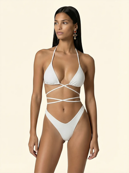 Women's Bikinis F**K Triangle with Slip American Fixed White SW1801-WH