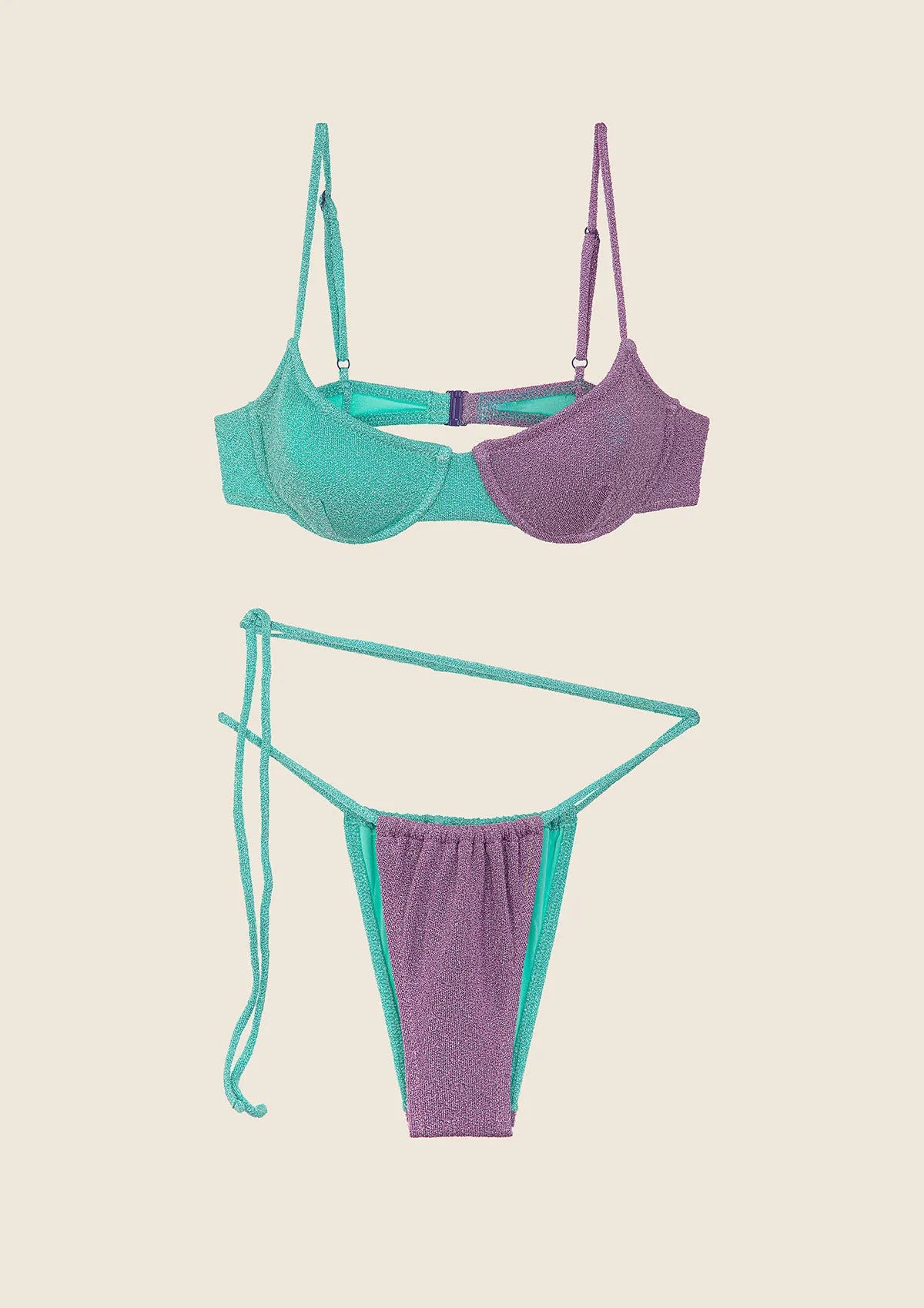 Woman bikini F**K Bra with Ferretto e Slip Brazilian Adjustable Lilla 0932-LC
