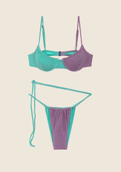 Woman bikini F**K Bra with Ferretto e Slip Brazilian Adjustable Lilla 0932-LC