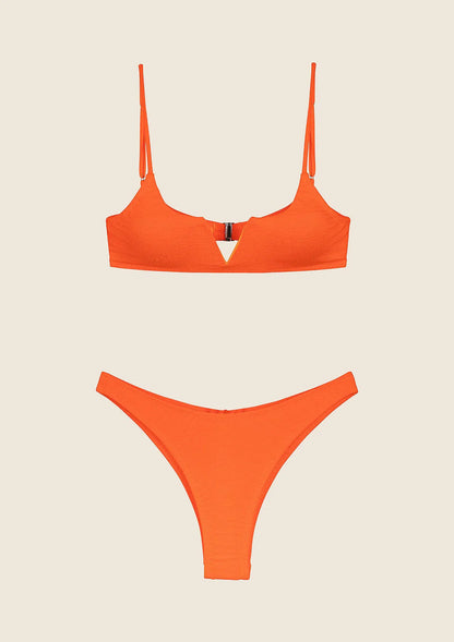 Woman bikini F**K Top with ferret e Slip Fixed American Orange Fluo 1143-Fo