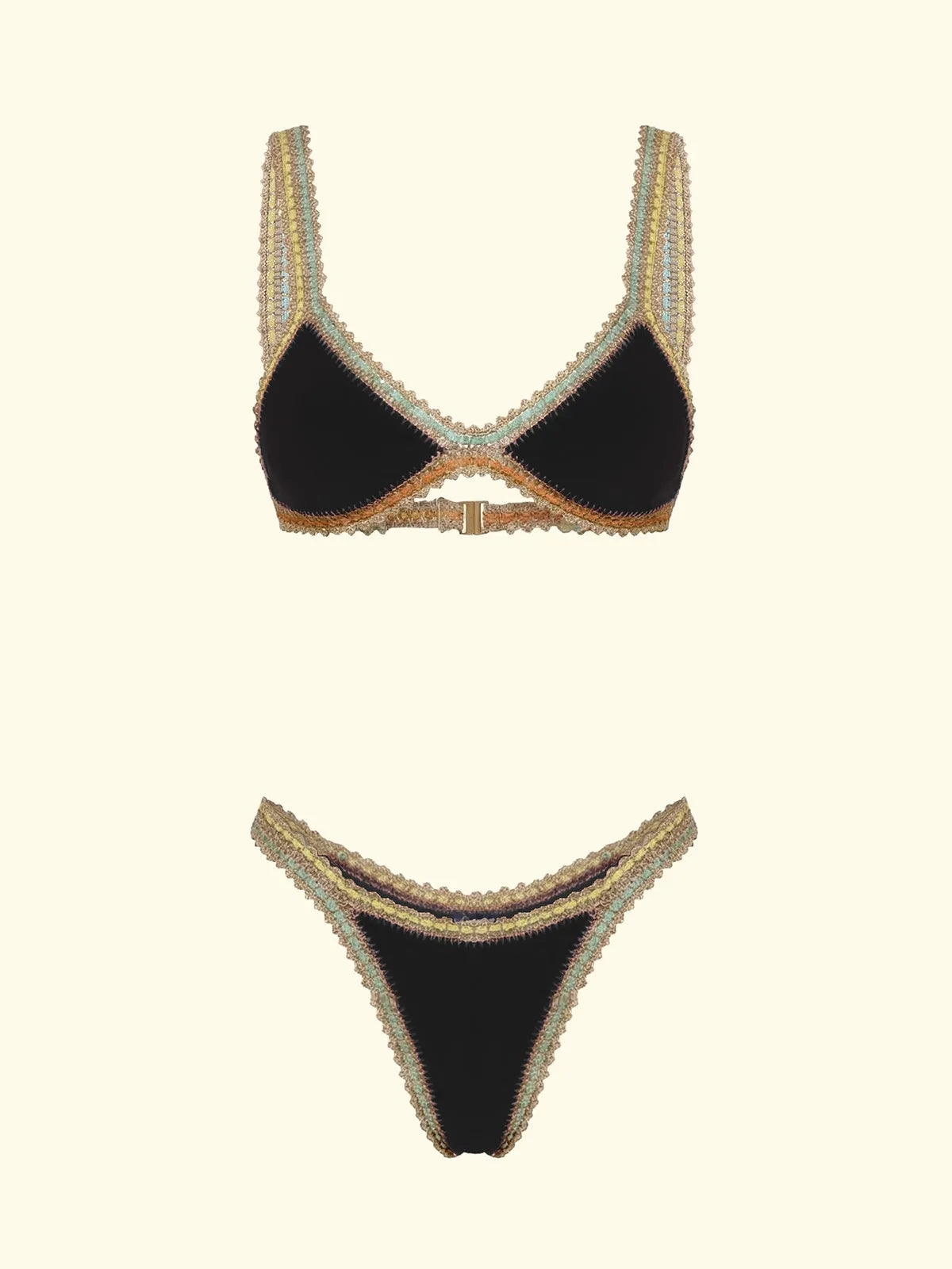 Women's Bikinis F**K Triangle with Slip American Fixed Black SW0260-BK