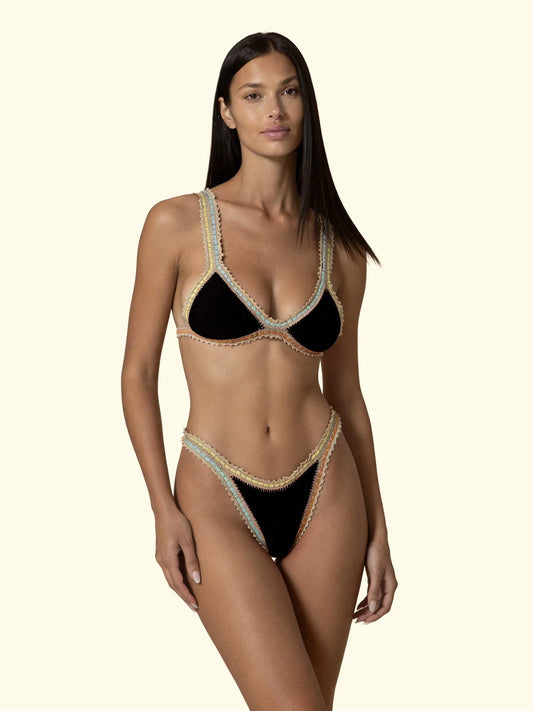 Women's Bikinis F**K Triangle with Slip American Fixed Black SW0260-BK