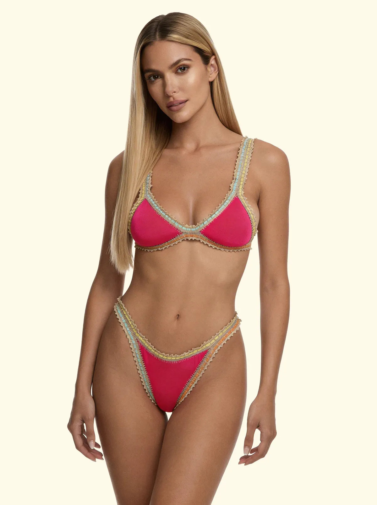 Women's Bikinis F**K Triangle with Slip American Fixed Fuchsia SW0260-FX