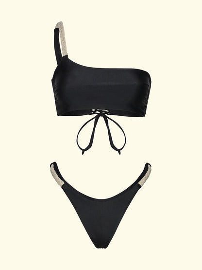 Women's Bikinis F**K Adjustable Top with Slip American Fixed Black SW0451-BK