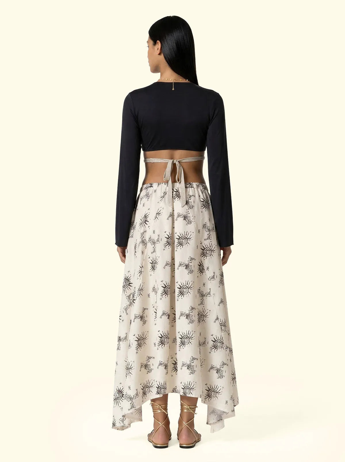 Women's Long Sleeve Crop Top F**K Black SW0457-BK