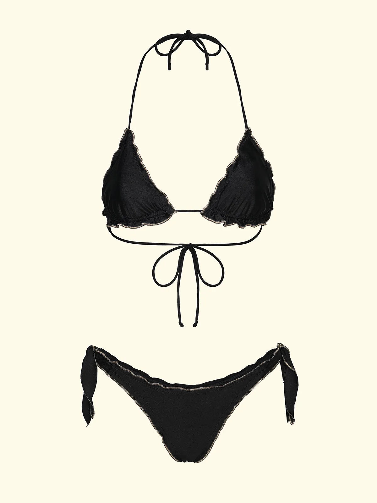 Women's Bikinis F**K Triangle with Slip Black Adjustable Thong SW0510-BK