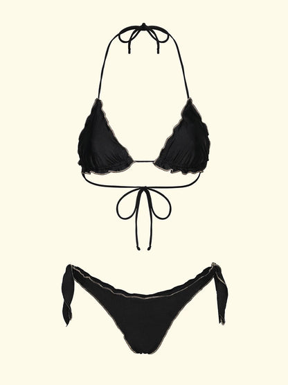 Women's Bikinis F**K Triangle with Slip Black Adjustable Thong SW0510-BK