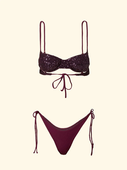 Women's Bikinis F**K Bra Underwire with Slip American Adjustable Bordeaux SW0601-BD