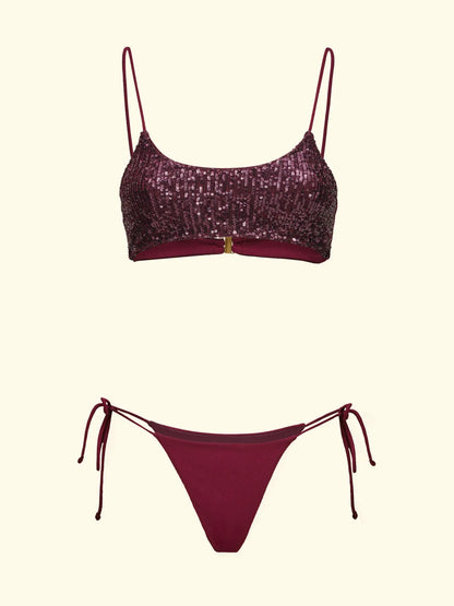 Women's Bikinis F**K Fixed Top with Slip Adjustable Bordeaux SW0602-BD
