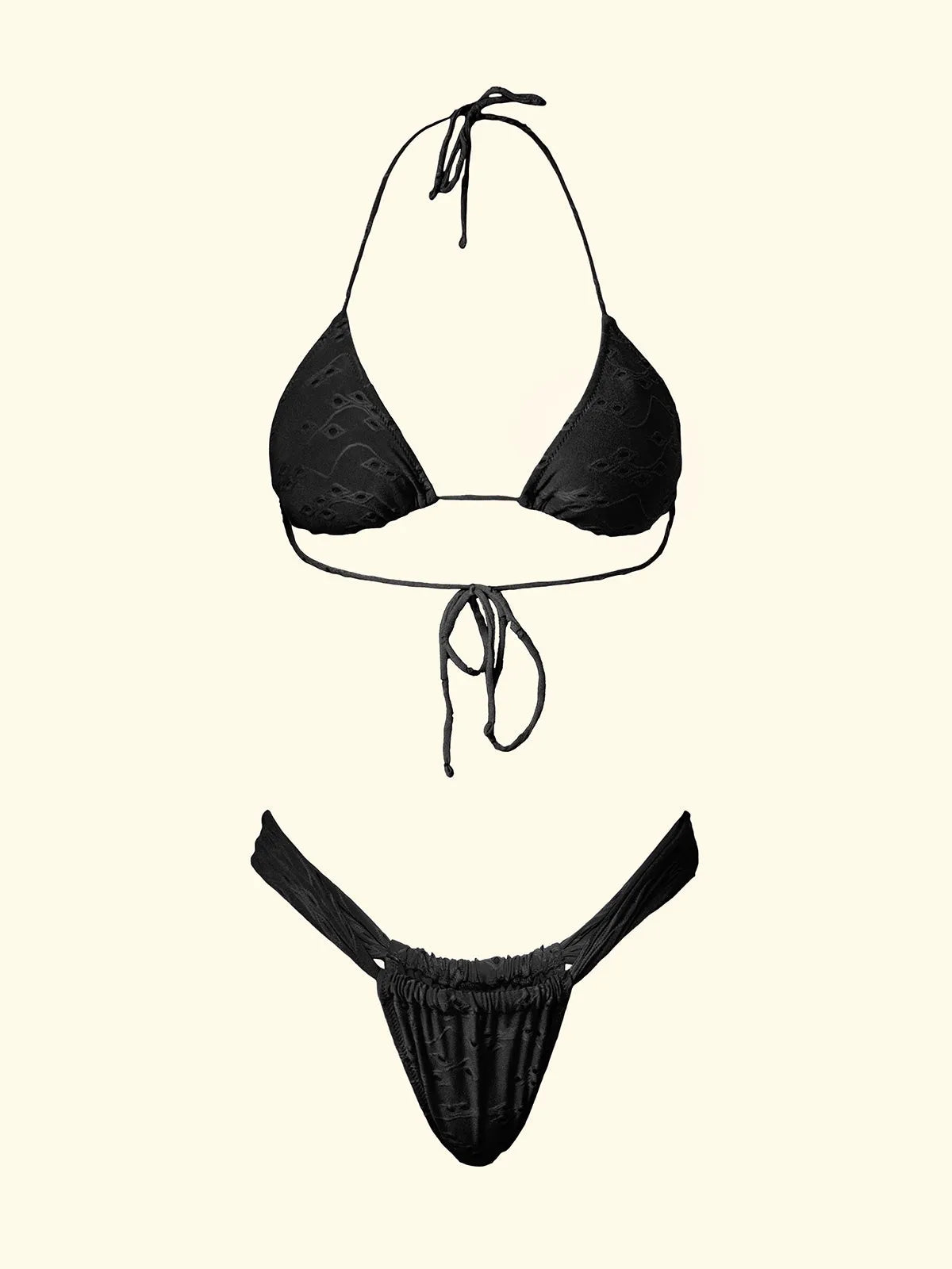 Women's Bikinis F**K Triangle with Slip Brazilian Fixed Black SW0720-BK
