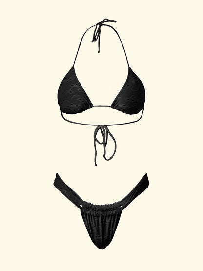 Women's Bikinis F**K Triangle with Slip Brazilian Fixed Black SW0720-BK