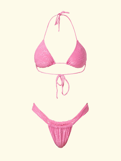 Women's Bikinis F**K Triangle with Slip Brazilian Fixed Pink SW0720-PK
