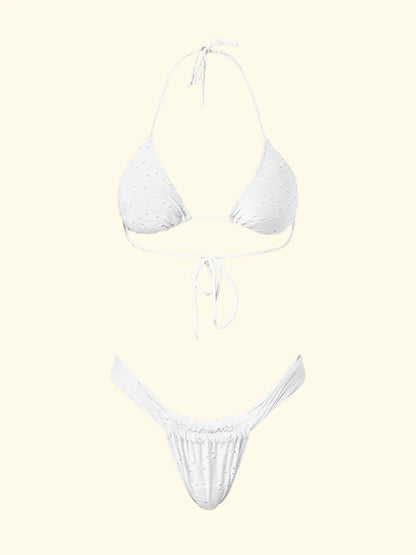 Women's Bikinis F**K Triangle with Slip Brazilian Fixed White SW0720-WH