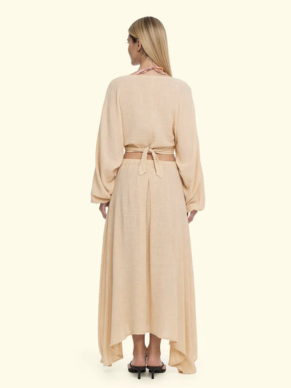 Women's Long Sleeve Crop Top F**K Beige SW0738-BG