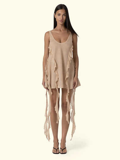 Short Women's Dress F**K Beige SW0746-BG