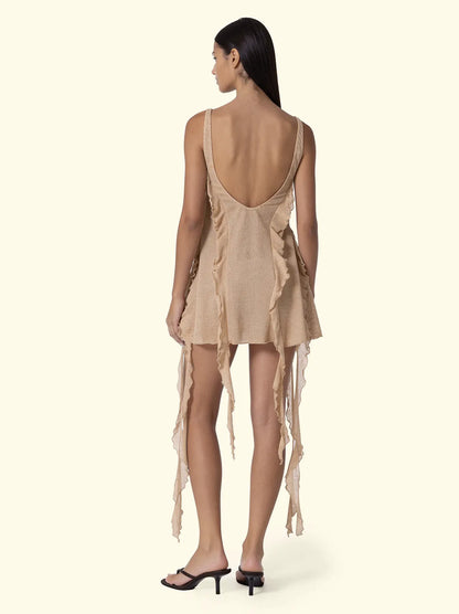 Short Women's Dress F**K Beige SW0746-BG