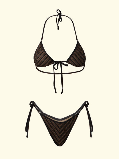 Women's Bikinis F**K Triangle with Slip Black Thong SW0750-BK