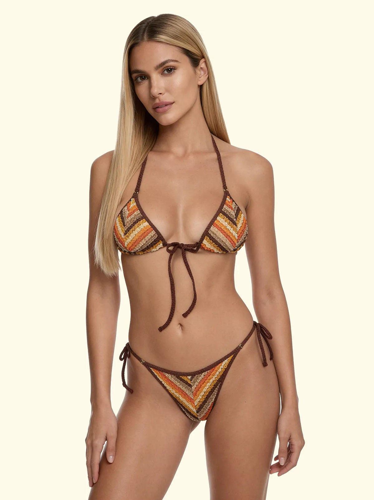 Women's Bikinis F**K Triangle with Slip Brown Thong SW0750-BN