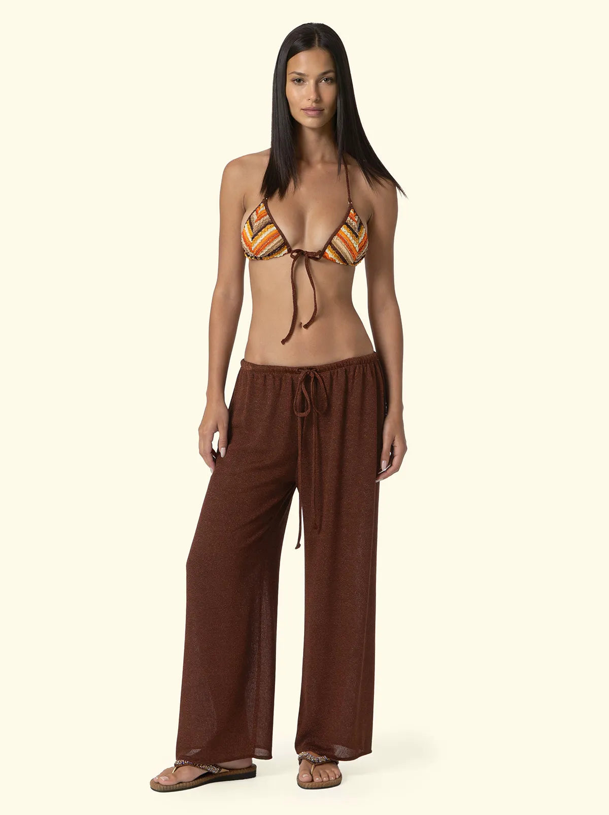 Women's Palazzo Trousers F**K Brown SW0757-BN