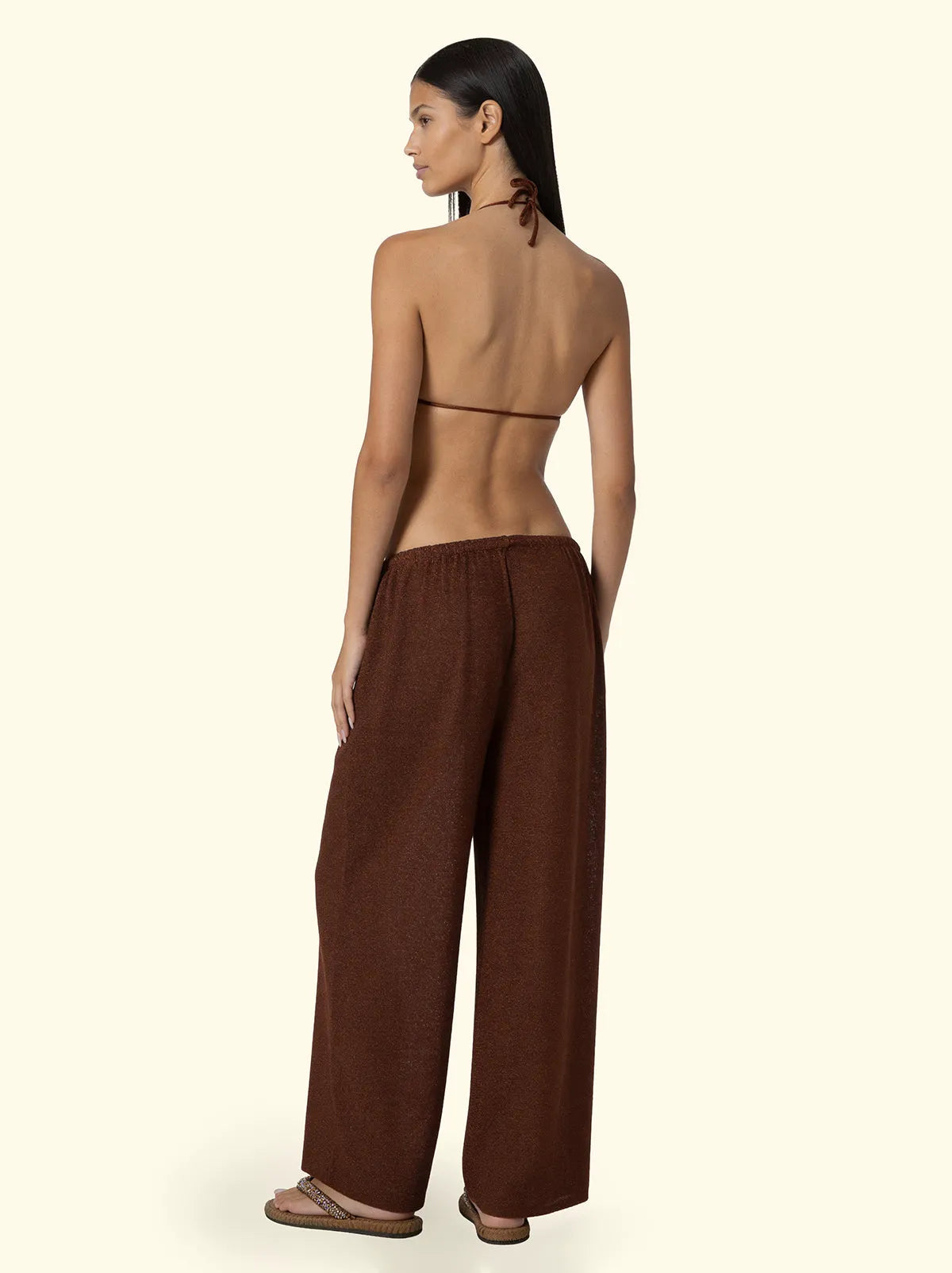 Women's Palazzo Trousers F**K Brown SW0757-BN