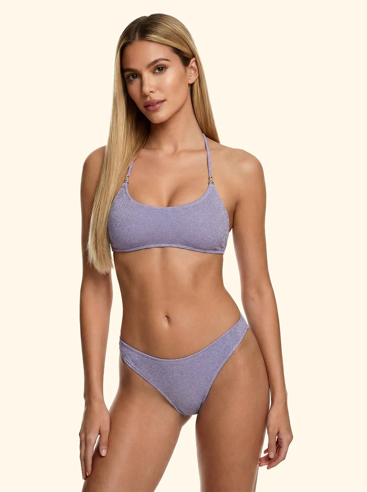 Women's Bikinis F**K Adjustable Top with Slip Lilac Fixed Briefs SW1102-LC