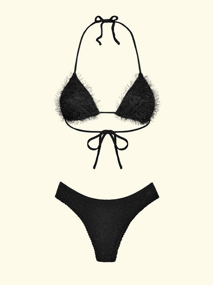 Women's Bikinis F**K Triangle with Slip Black Fixed Briefs SW1122-BK